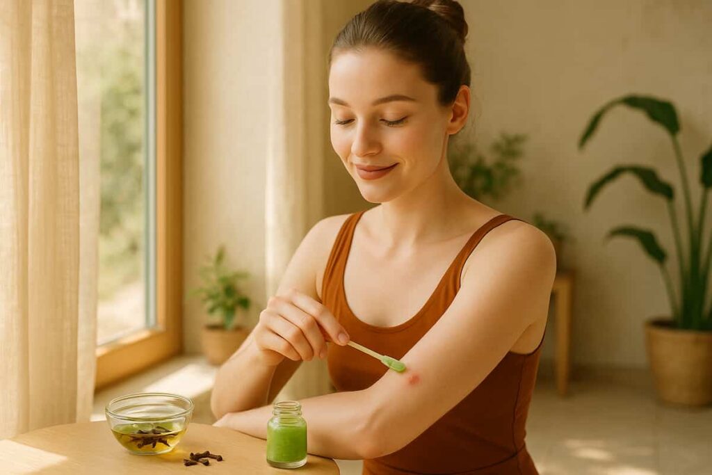 Woman applying to skin for natural anti-inflammatory antiseptic care