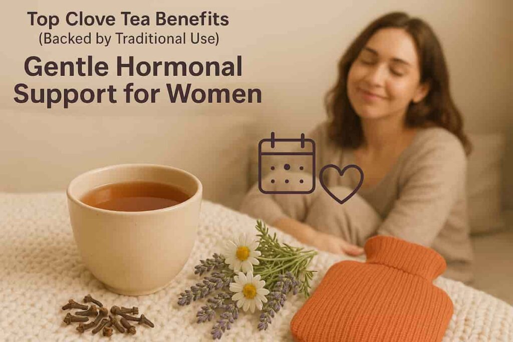 cozy blanket, and relaxed woman, illustrating gentle hormonal support and PMS relief for women