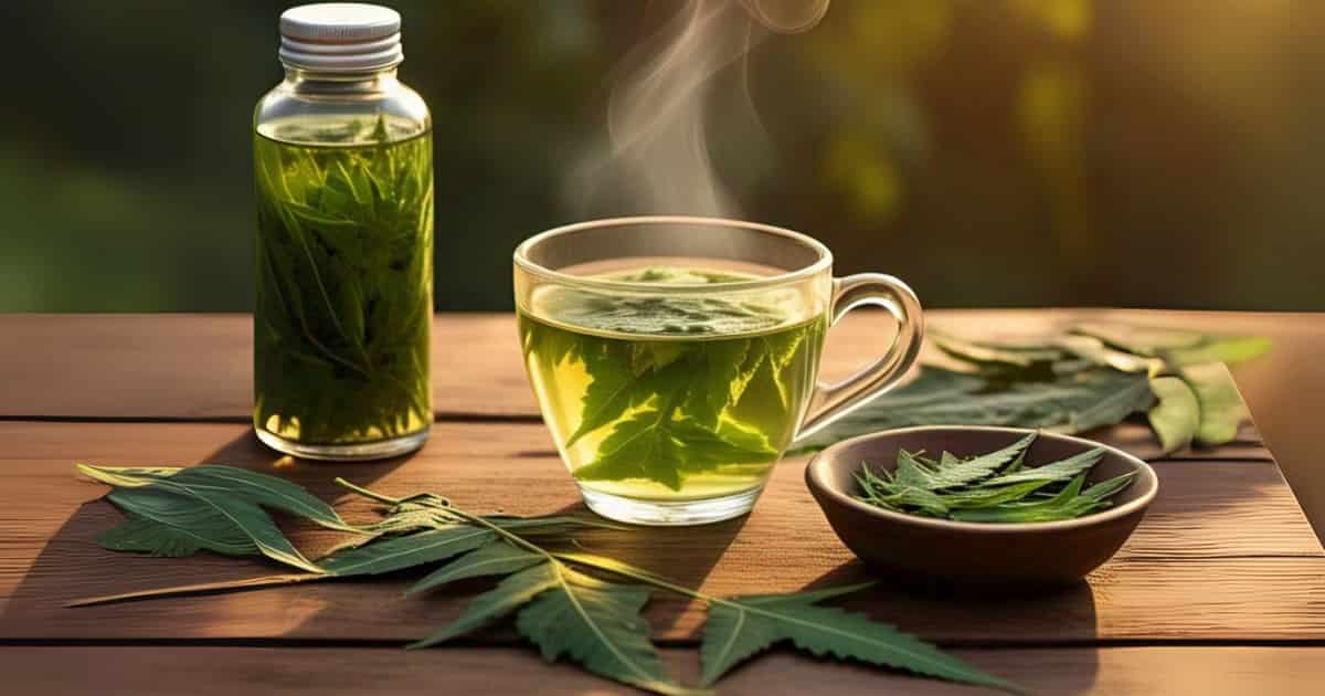 Steeping in hot water to make a healthy immunity-boosting tea, with whole beside the cup