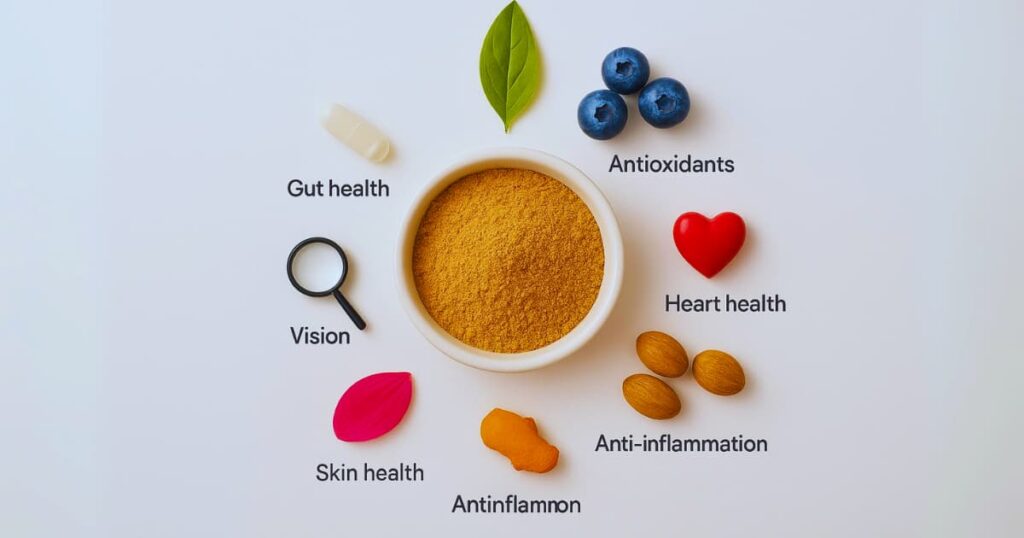 Symbolic representation of the diverse benefits for full-body health and wellness