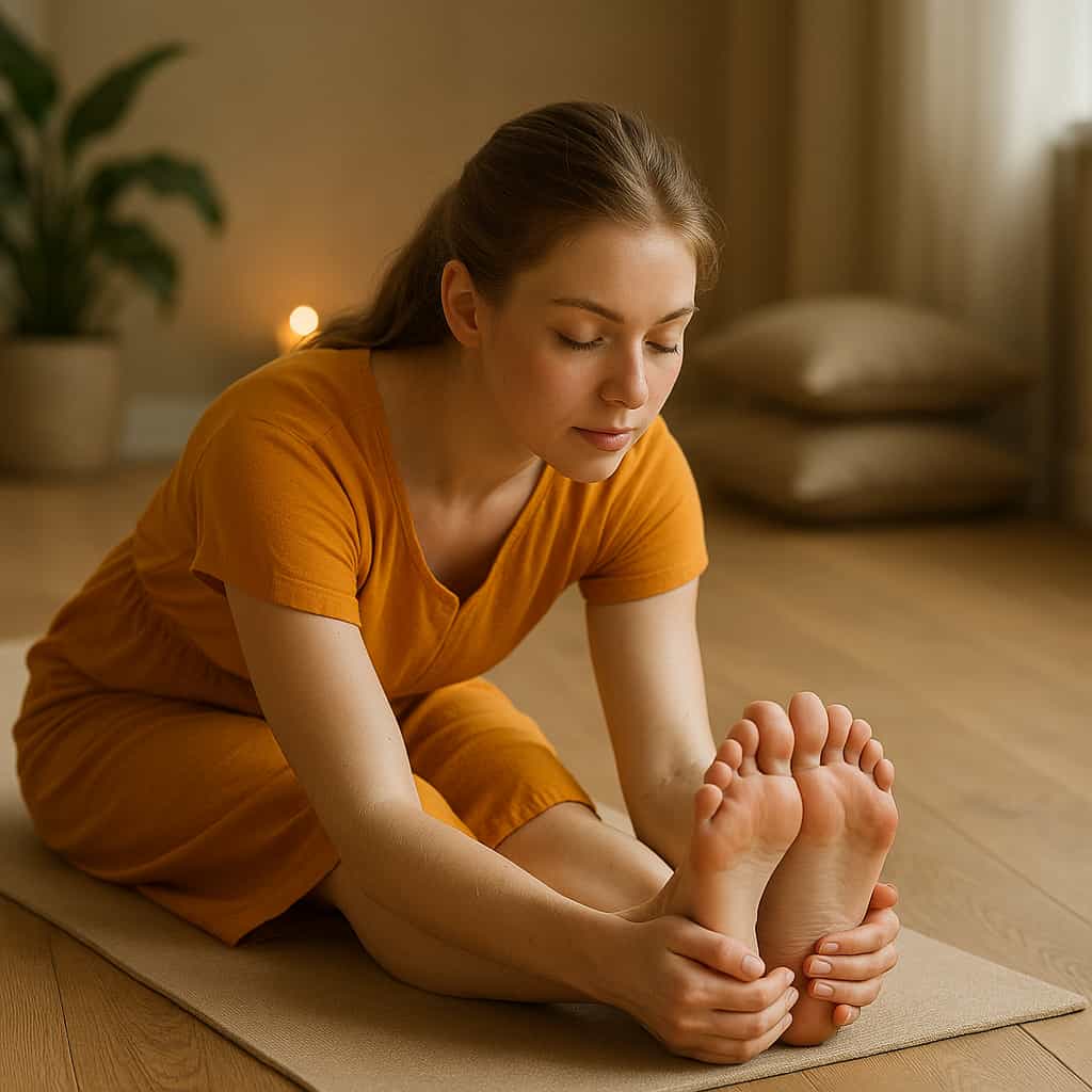 Seated Forward Fold in a compassionate Kripalu