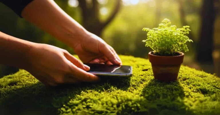 Person intentionally disconnecting from their phone in a peaceful natural setting for a digital detox